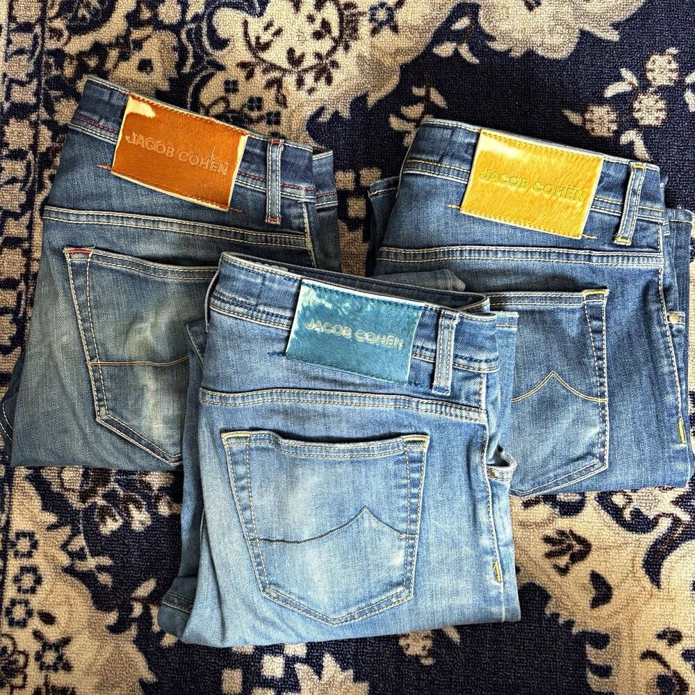 Jacob Cohen Bard Men’s Jeans bundle 32 Blue Medium Wash Slim straight designer